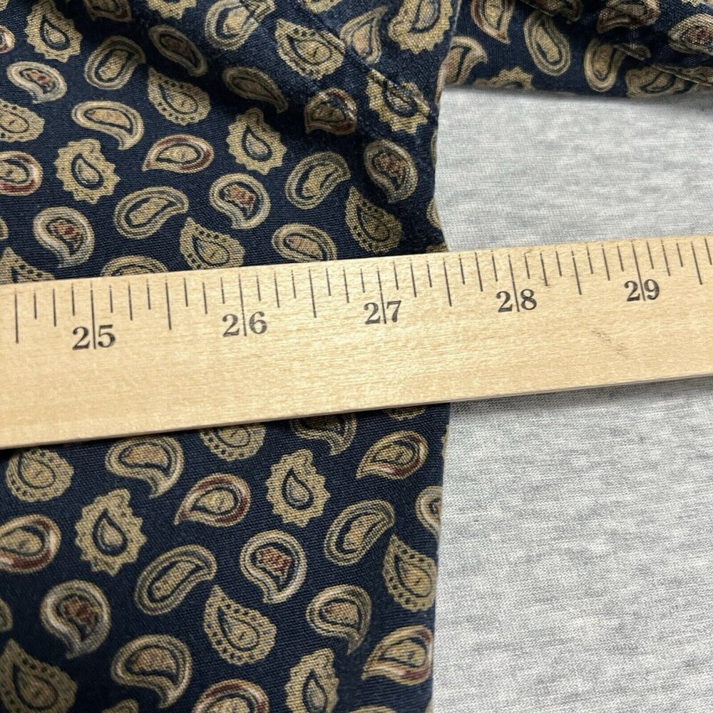 Vintage 90s Chaps Ralph Lauren Shirt Mens Extra Large Blue Paisley Spellout Logo - Picture 9 of 16